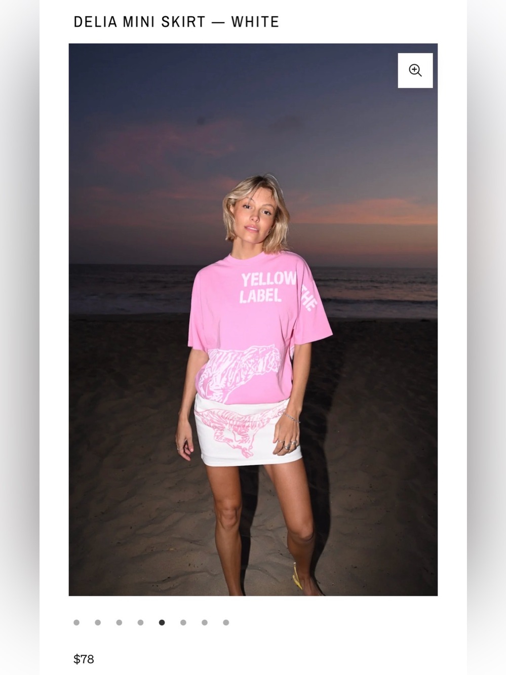 Yellow Label Pink Graphic Tee and white skirt